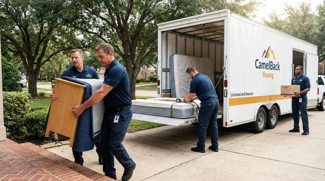 Crew loading residential truck for cross-state move from Greenville, GA