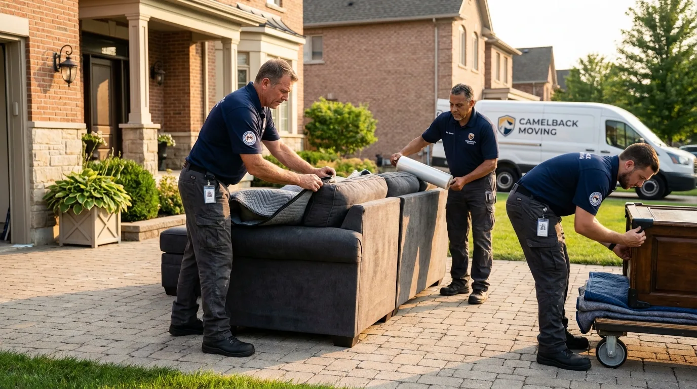 Large estate moving crew wrapping furniture in Greenville, GA